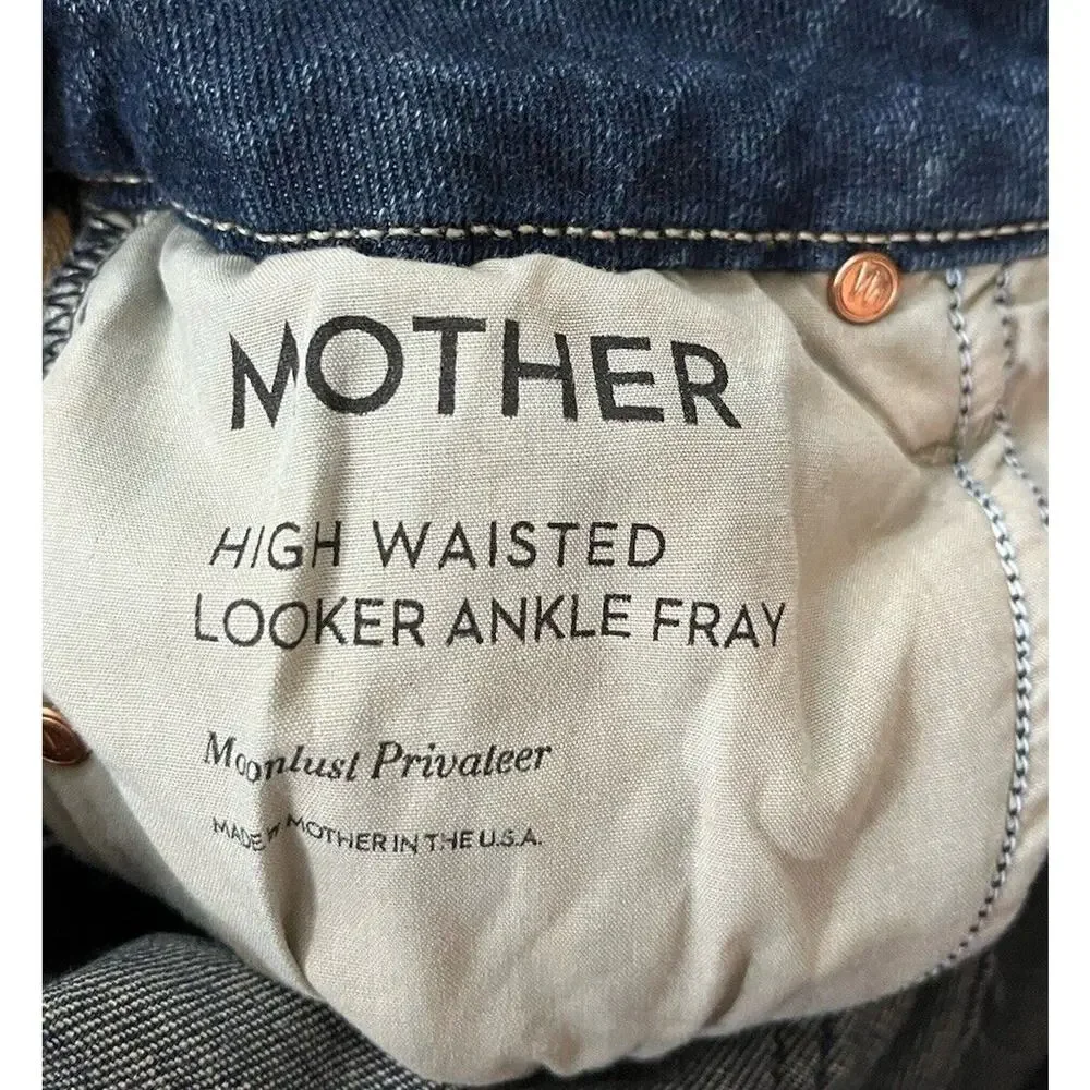 Mother High Waisted Looker Ankle Fray Dark Wash Women's Jeans Size‎ 24